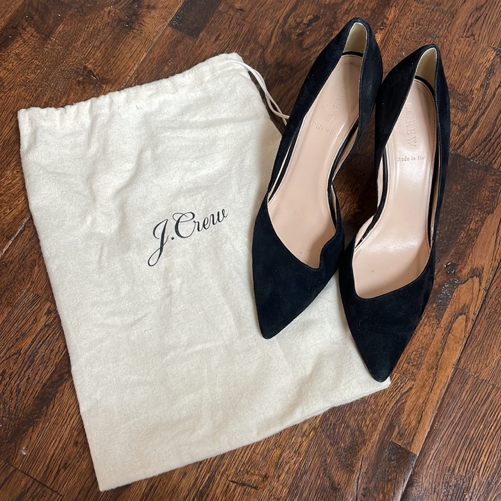 J. Crew Pointed Toe Black Leather Women’s Heel, Colette Suède D’Orsay Heel